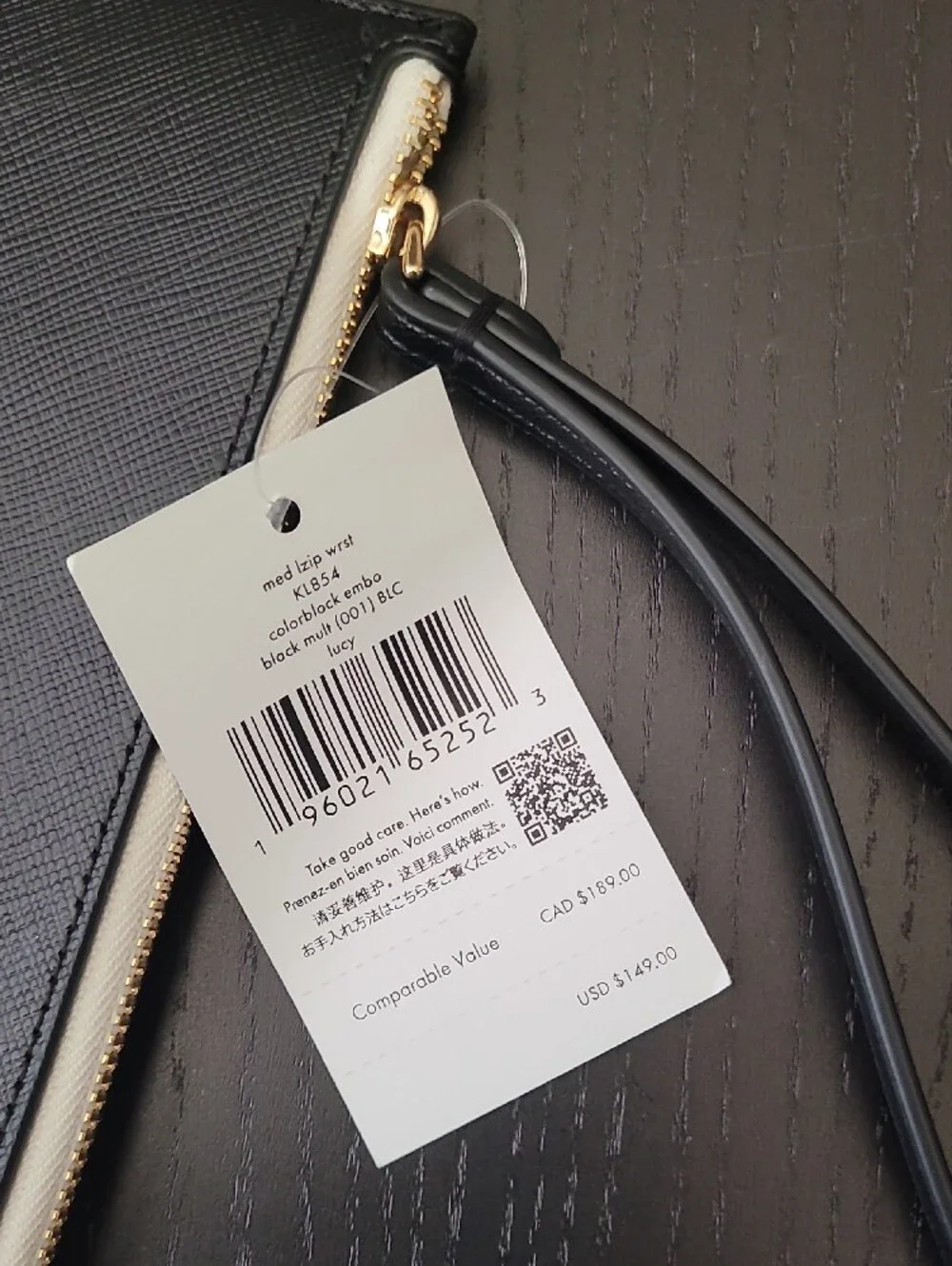 kate spade Black Zip-Around Wristlet Wallet with Logo
